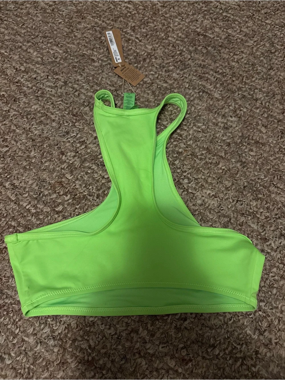 NWT SKIMS Signature Swim High Neck Racerback Bikini Top - Neon Green (Size XS)